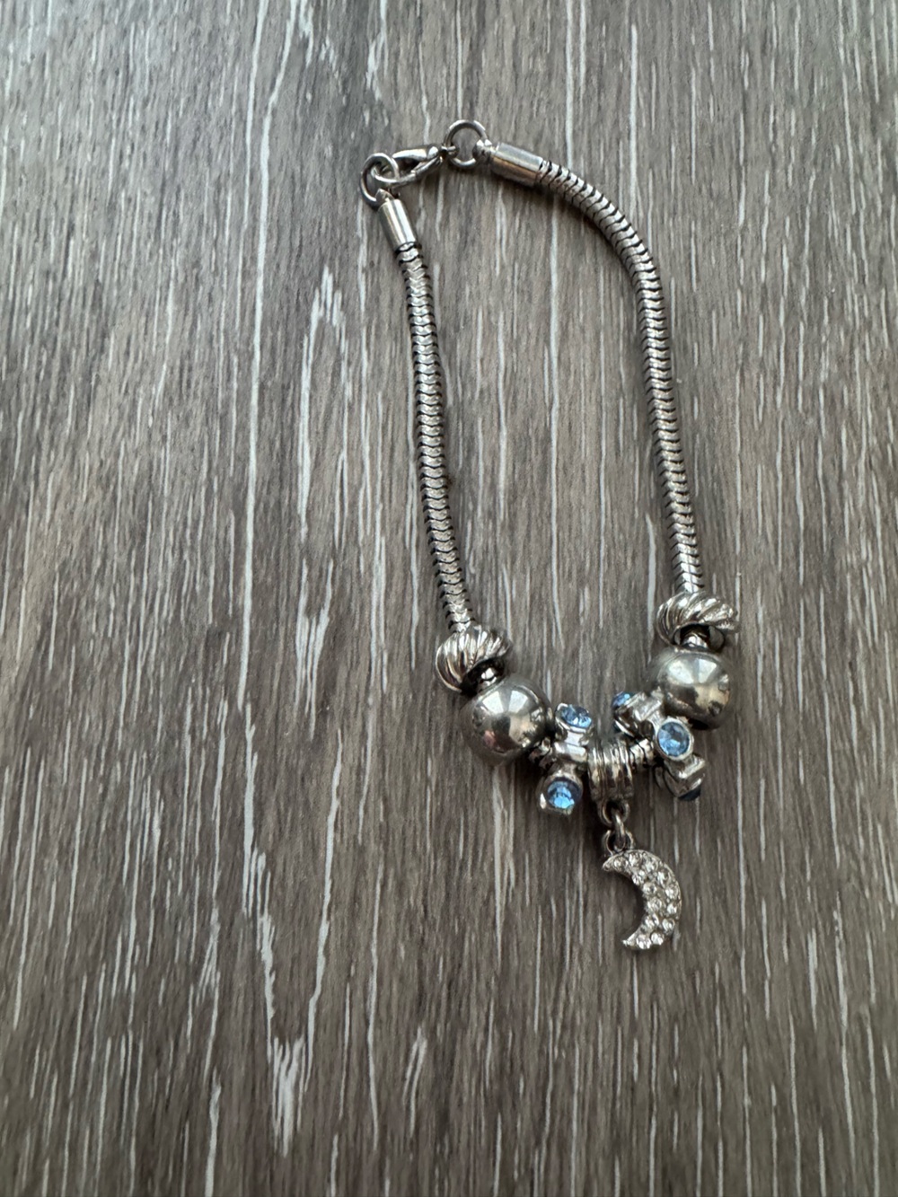 Silver tone snake chain bracelet lobster clasp